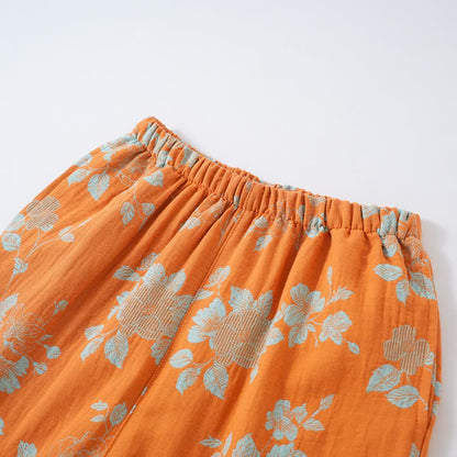 Vintage-Pyjama aus Baumwolle mit asiatischem Blumenmuster - image 6