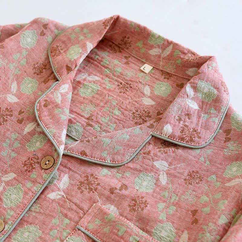Pyjama-Set aus Baumwolle im Vintage-Stil mit Rosenjacquardmuster - image 6