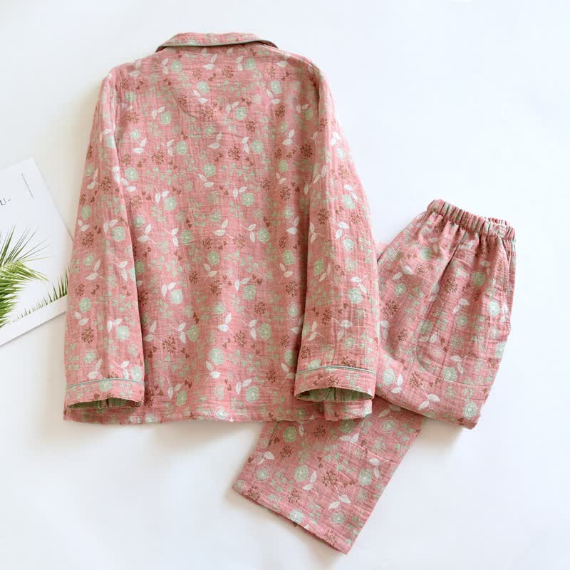 Pyjama-Set aus Baumwolle im Vintage-Stil mit Rosenjacquardmuster - image 4