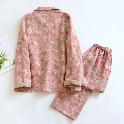 Pyjama-Set aus Baumwolle im Vintage-Stil mit Rosenjacquardmuster - image 4