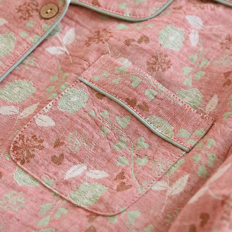 Pyjama-Set aus Baumwolle im Vintage-Stil mit Rosenjacquardmuster - image 9
