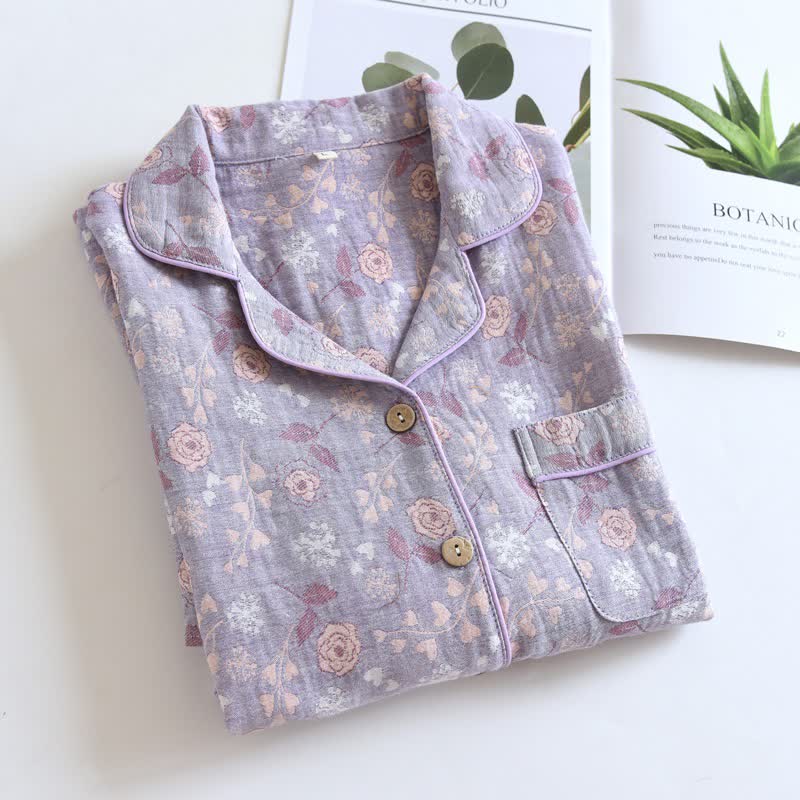 Pyjama-Set aus Baumwolle im Vintage-Stil mit Rosenjacquardmuster - image 17