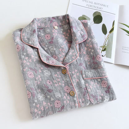 Pyjama-Set aus Baumwolle im Vintage-Stil mit Rosenjacquardmuster - image 21