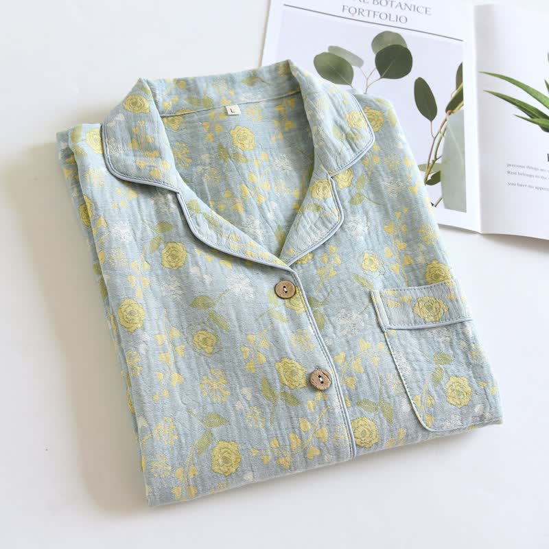 Pyjama-Set aus Baumwolle im Vintage-Stil mit Rosenjacquardmuster - image 19