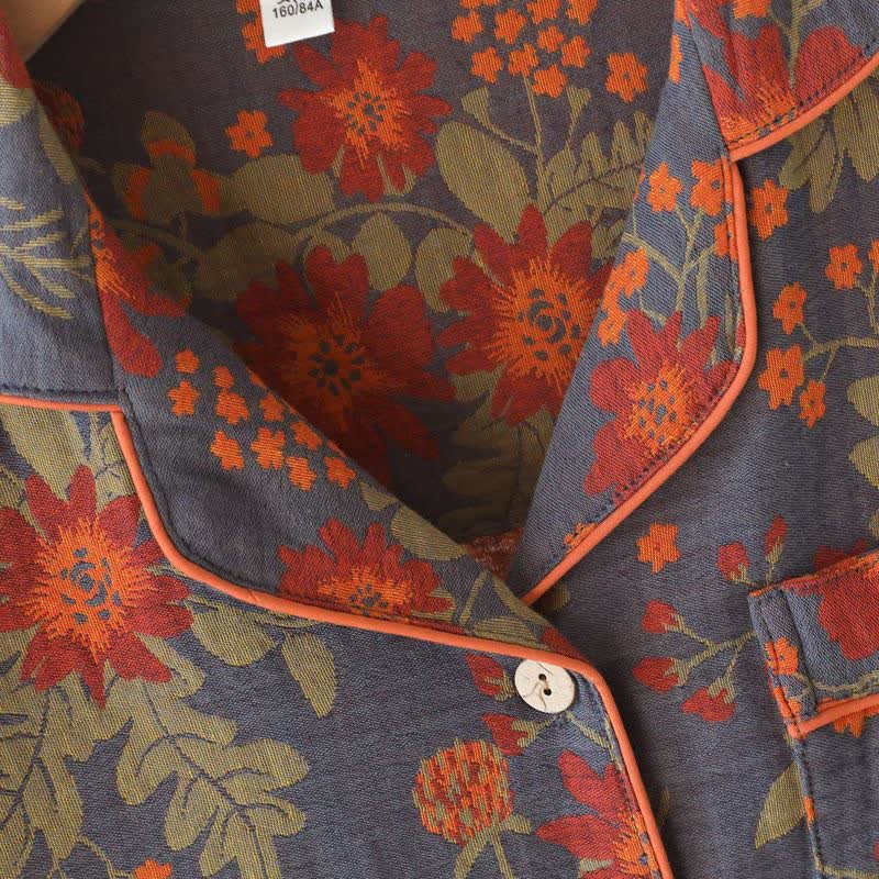 Vintage-inspirierter Pyjama aus Baumwollgaze mit Blumenmuster - image 5
