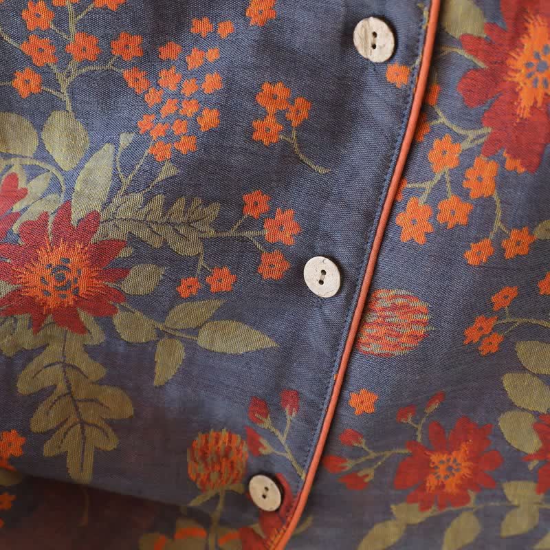 Vintage-inspirierter Pyjama aus Baumwollgaze mit Blumenmuster - image 8