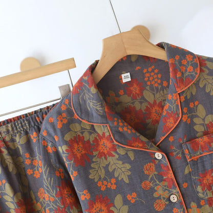 Vintage-inspirierter Pyjama aus Baumwollgaze mit Blumenmuster - image 3