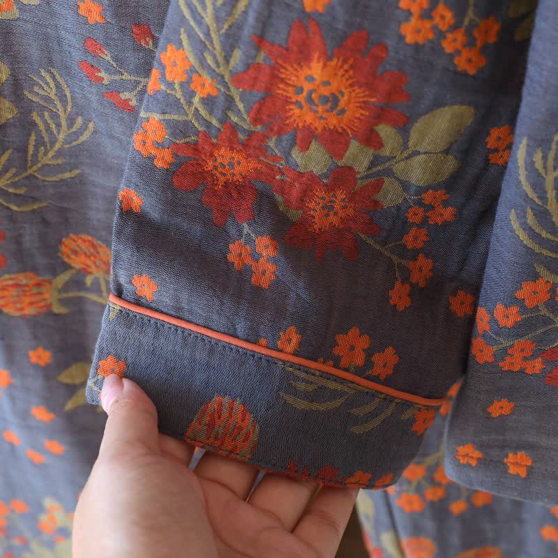 Vintage-inspirierter Pyjama aus Baumwollgaze mit Blumenmuster - image 7