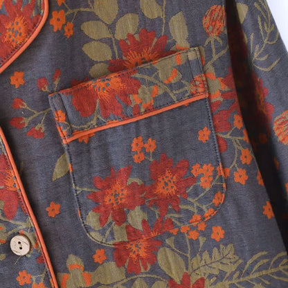 Vintage-inspirierter Pyjama aus Baumwollgaze mit Blumenmuster - image 6