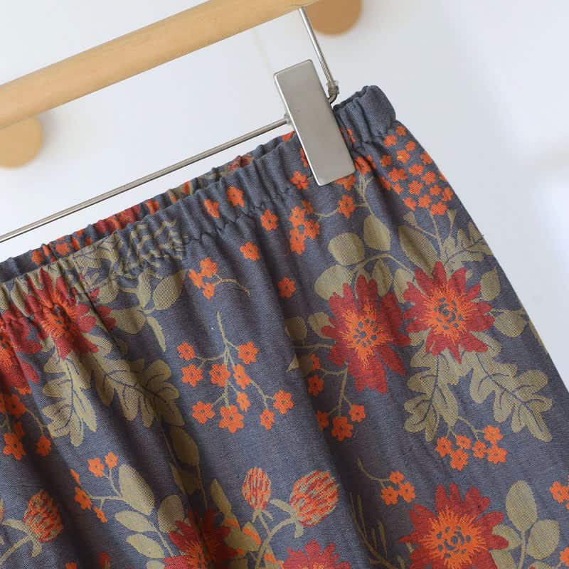 Vintage-inspirierter Pyjama aus Baumwollgaze mit Blumenmuster - image 12
