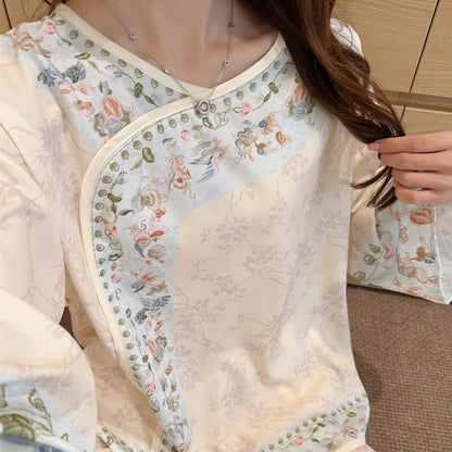Vintage Hanfu-inspiriertes Blumenpyjama-Set - image 8