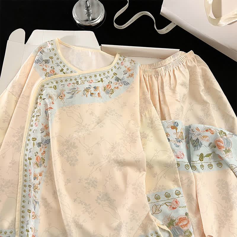 Vintage Hanfu-inspiriertes Blumenpyjama-Set - image 7