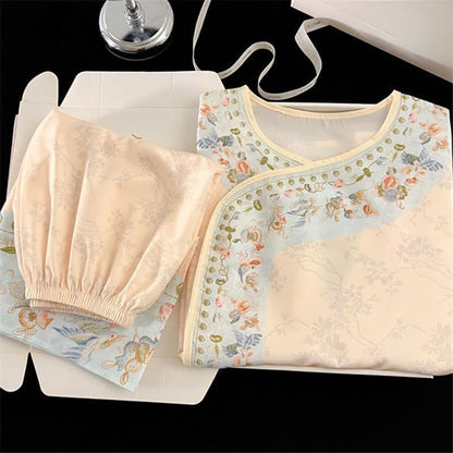 Vintage Hanfu-inspiriertes Blumenpyjama-Set - image 2