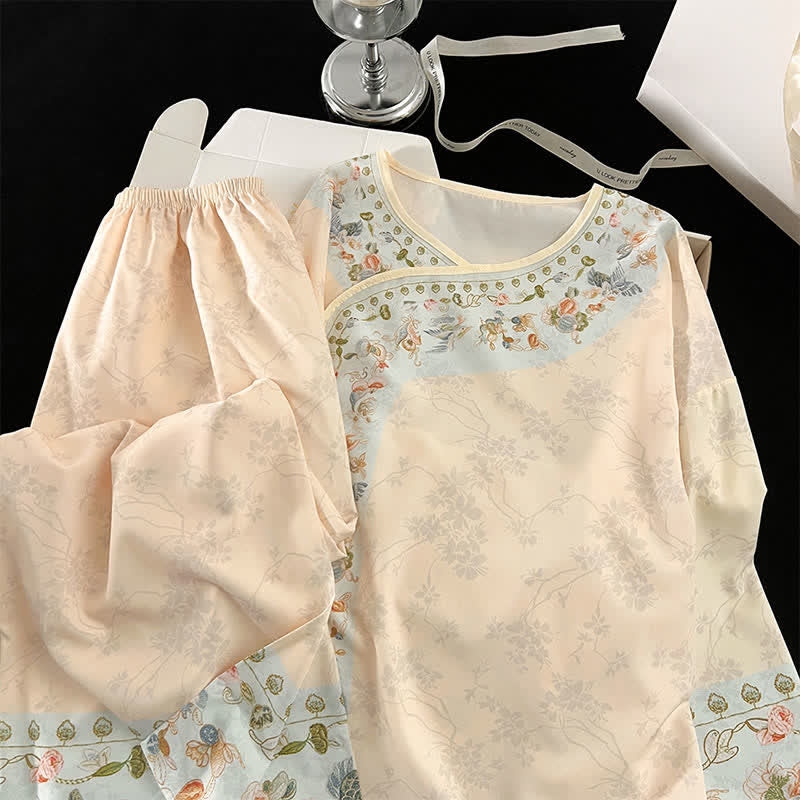 Vintage Hanfu-inspiriertes Blumenpyjama-Set - image 6