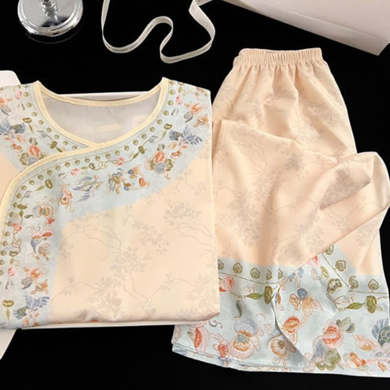 Vintage Hanfu-inspiriertes Blumenpyjama-Set - image 3