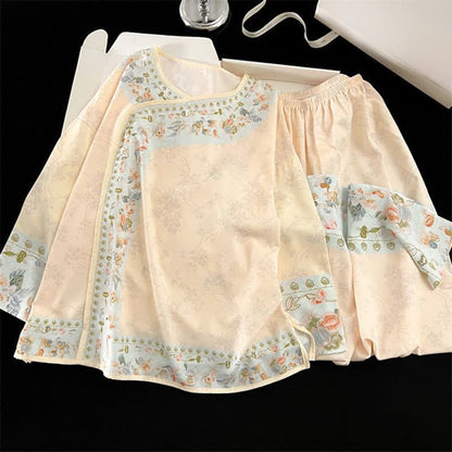 Vintage Hanfu-inspiriertes Blumenpyjama-Set - image 4