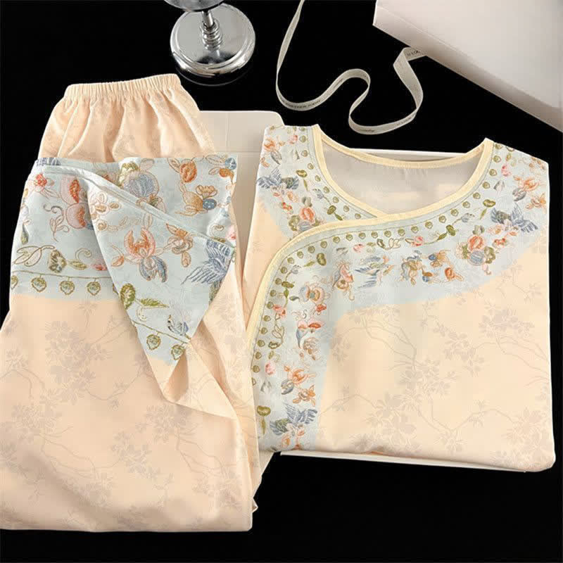 Vintage Hanfu-inspiriertes Blumenpyjama-Set - image 1