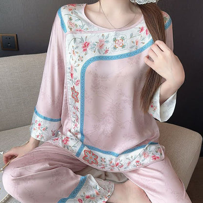 Retro Hanfu-inspiriertes Blumenpyjama-Set - image 8