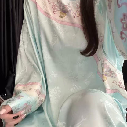 Hellblauer Pyjama im Vintage-Stil mit Blumenmuster - image 5