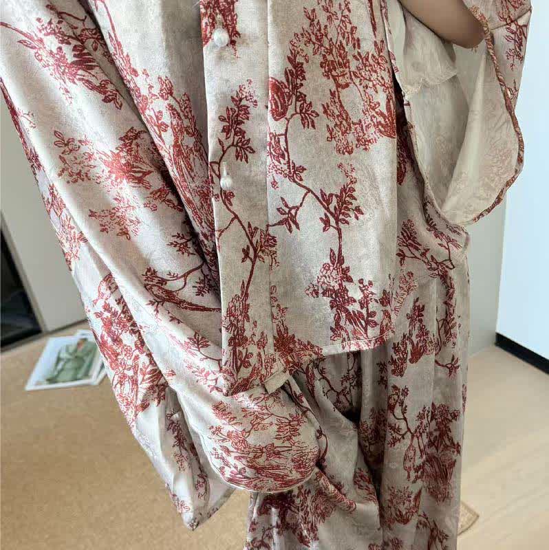 Pyjama-Set mit botanischem Vintage-Print - image 8