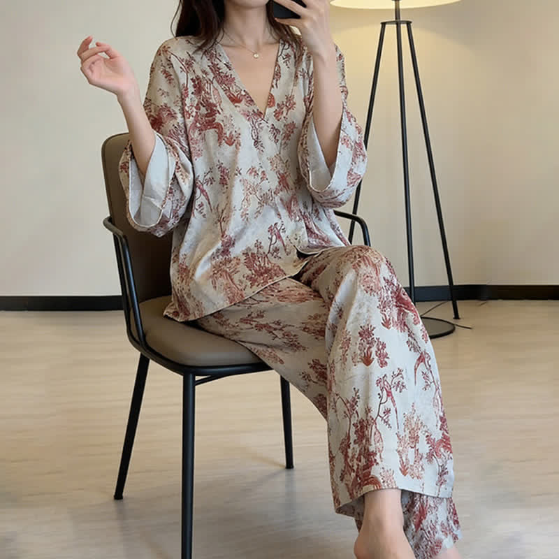 Pyjama-Set mit botanischem Vintage-Print - image 4