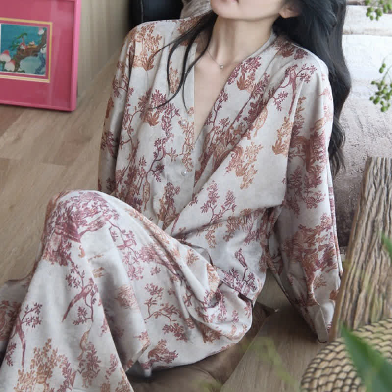 Pyjama-Set mit botanischem Vintage-Print - image 7