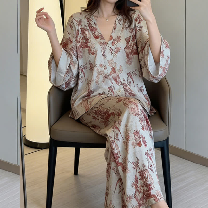 Pyjama-Set mit botanischem Vintage-Print - image 5