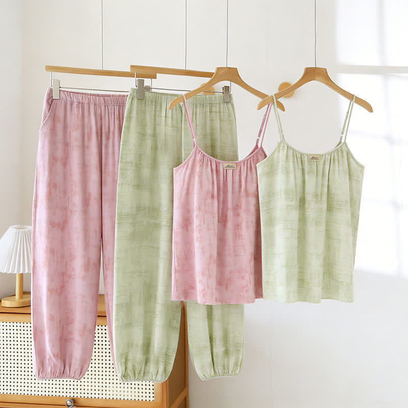 Künstlerisch von Aquarell inspirierte Baumwoll-Nachtwäsche: Camisole und Hose - image 0