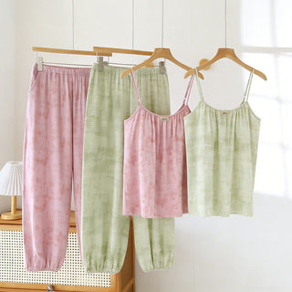 Künstlerisch von Aquarell inspirierte Baumwoll-Nachtwäsche: Camisole und Hose - image 0