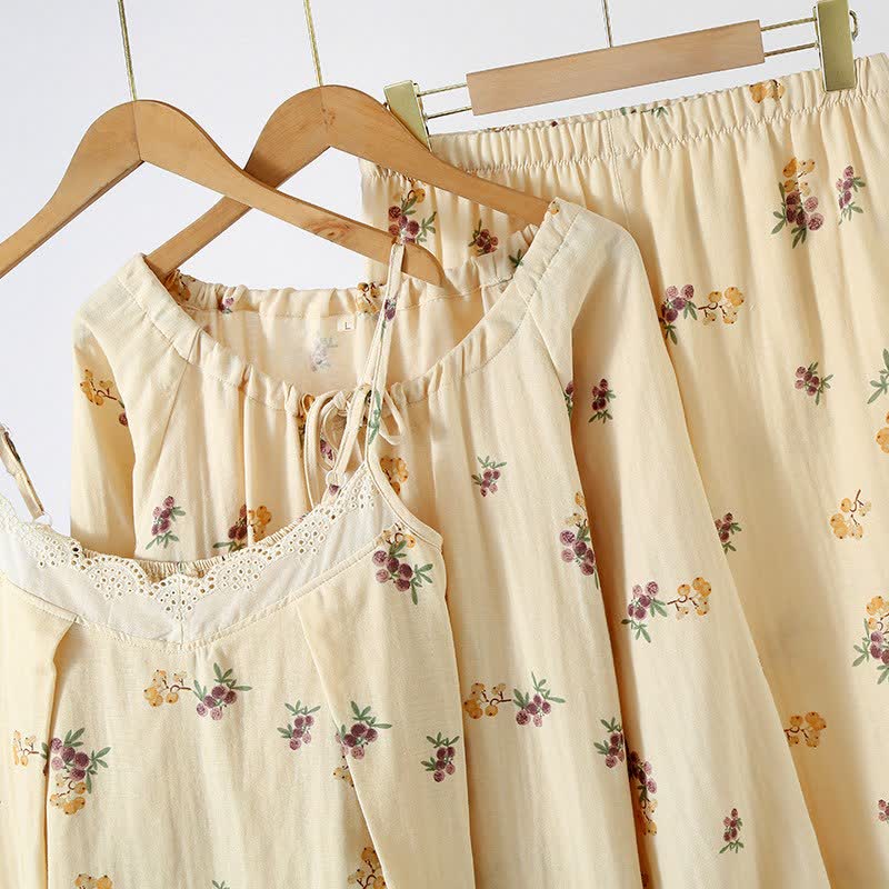 Pyjama-Set aus Baumwolle mit Loquat-Print (3-teilig) - image 3