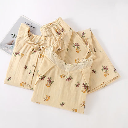 Pyjama-Set aus Baumwolle mit Loquat-Print (3-teilig) - image 2