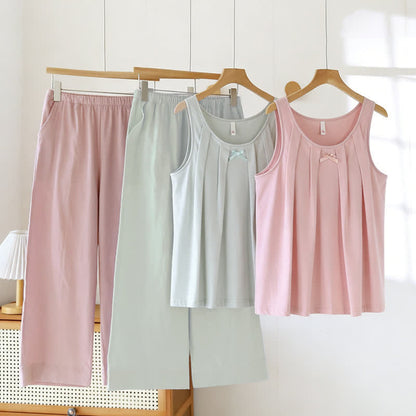 Schlafanzug aus einfarbigem Baumwoll-Tanktop und Hose - image 0