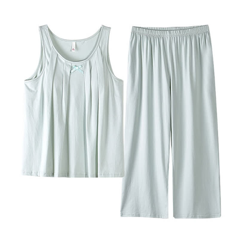 Schlafanzug aus einfarbigem Baumwoll-Tanktop und Hose - image 14