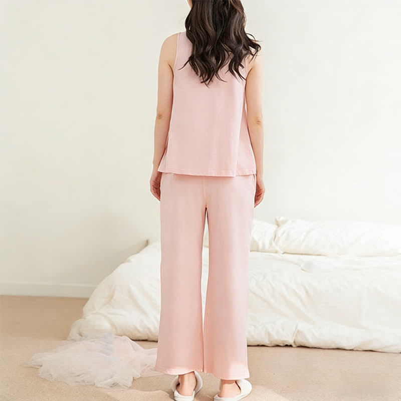 Schlafanzug aus einfarbigem Baumwoll-Tanktop und Hose - image 7