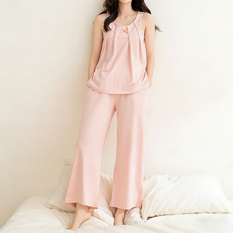 Schlafanzug aus einfarbigem Baumwoll-Tanktop und Hose - image 6