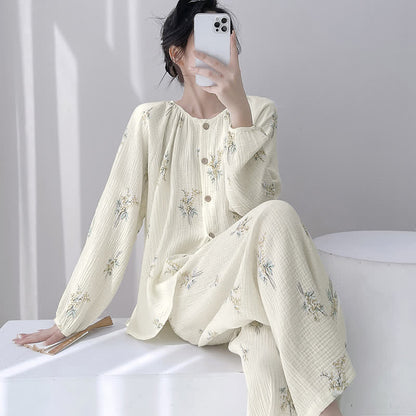 Bouquet Loungewear-Set aus doppellagiger Baumwolle - Beige - XXL - image 0