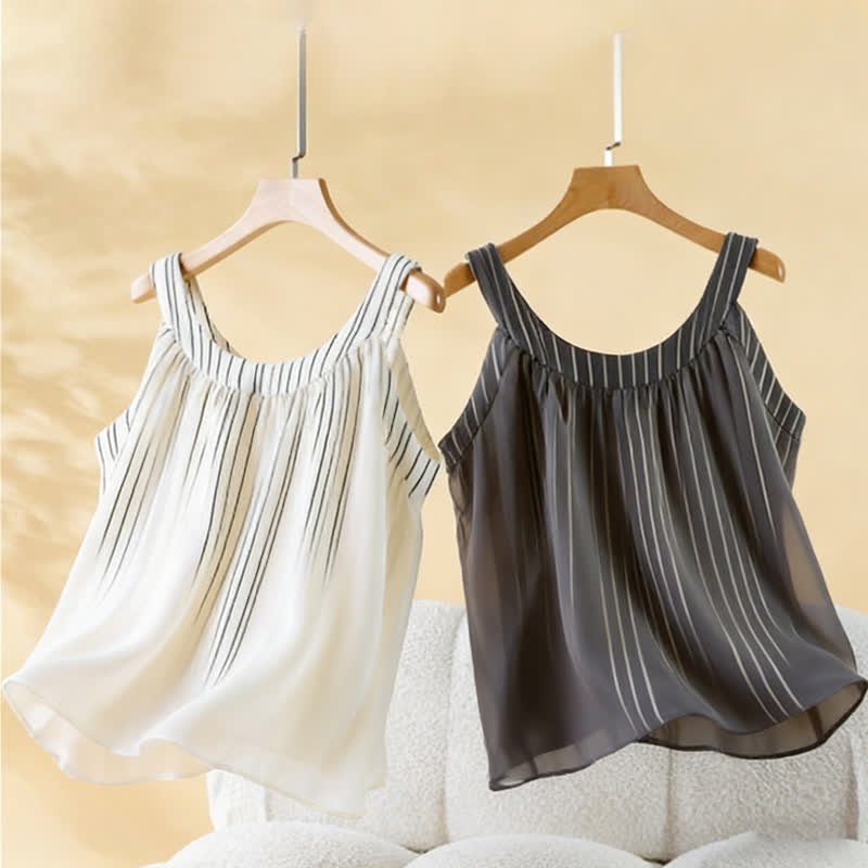 Minimalistisches gestreiftes ärmelloses Baumwoll-Pyjama-Set - image 2