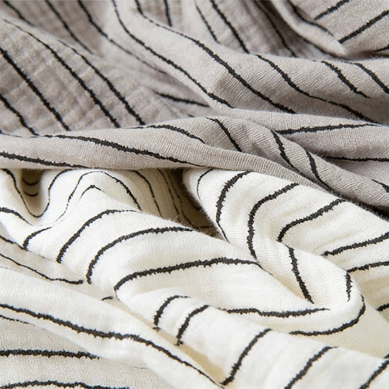 Minimalistisches gestreiftes ärmelloses Baumwoll-Pyjama-Set - image 5