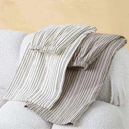 Minimalistisches gestreiftes ärmelloses Baumwoll-Pyjama-Set - image 4