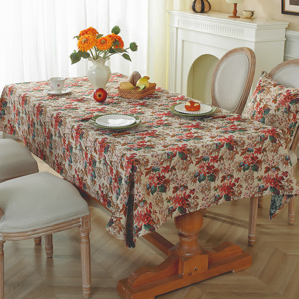 Vintage-Ölgemälde, florale Jacquard-Tischdecke - 140cm x 240cm - image 0