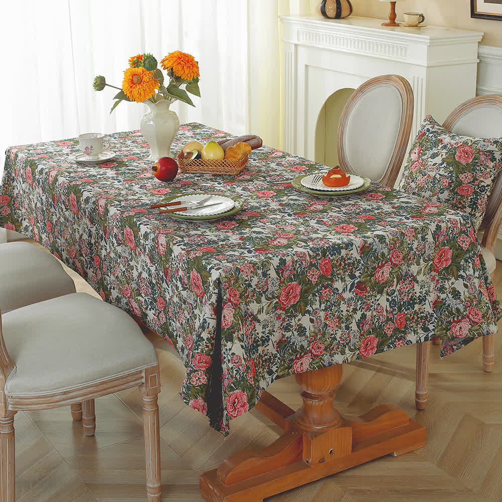 Shabby Chic Rosen-Jacquard-Blumentischdecke - image 0