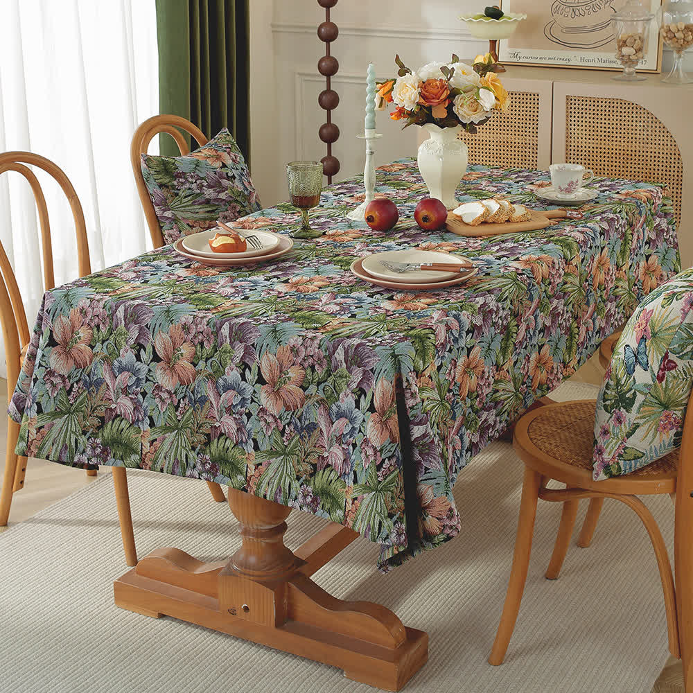 Tischdecke „Malerischer Garten“ aus Jacquard - Grün & Cyan - 140cm x 240cm - image 4