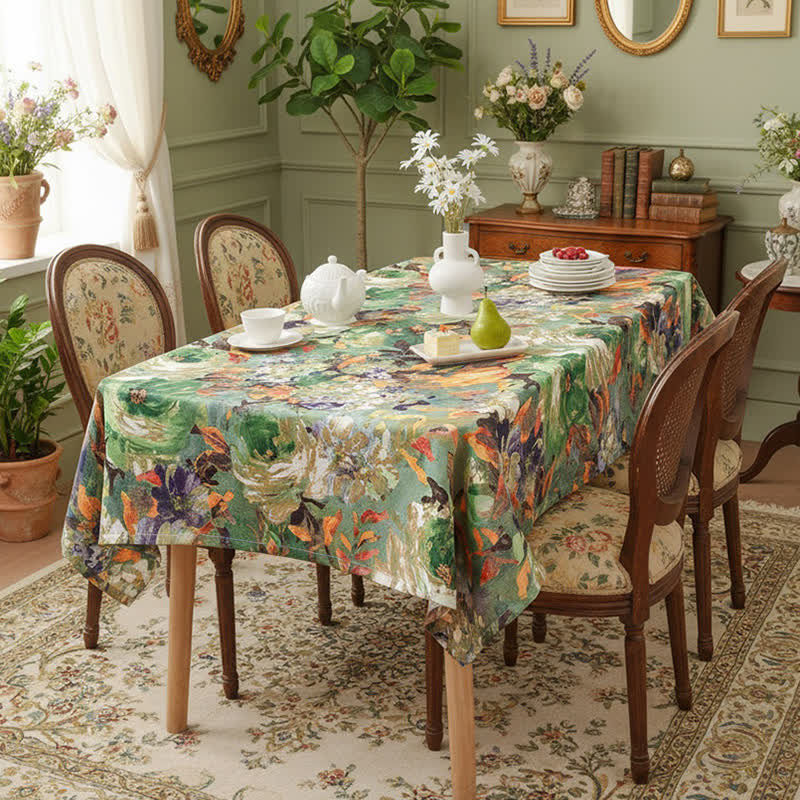 Impressionistische Ölgemälde-Jacquard-Tischdecke - Rechteck - 51" x 102" - image 0