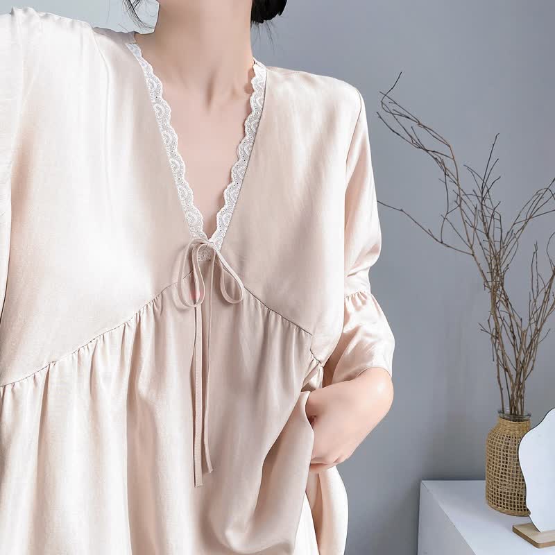 Pyjama-Set mit V-Ausschnitt und Spitzenbesatz - image 15