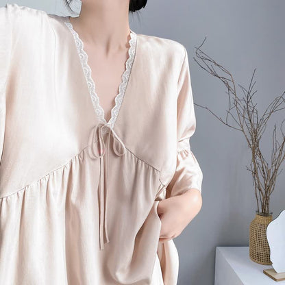 Pyjama-Set mit V-Ausschnitt und Spitzenbesatz - image 15