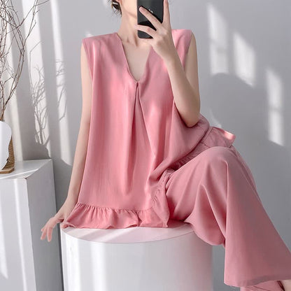 Pyjama-Set aus Tanktop und Hose in Unifarbe - image 5