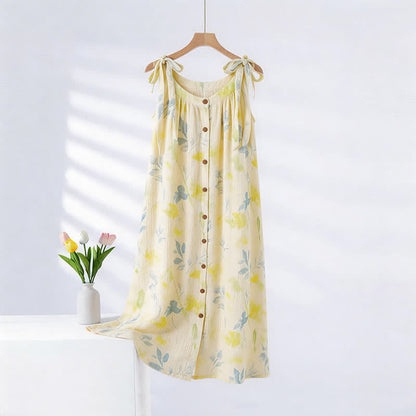Nachthemd im Landhausstil mit Blumen- und Blättermuster - Gelb - XXL - image 0