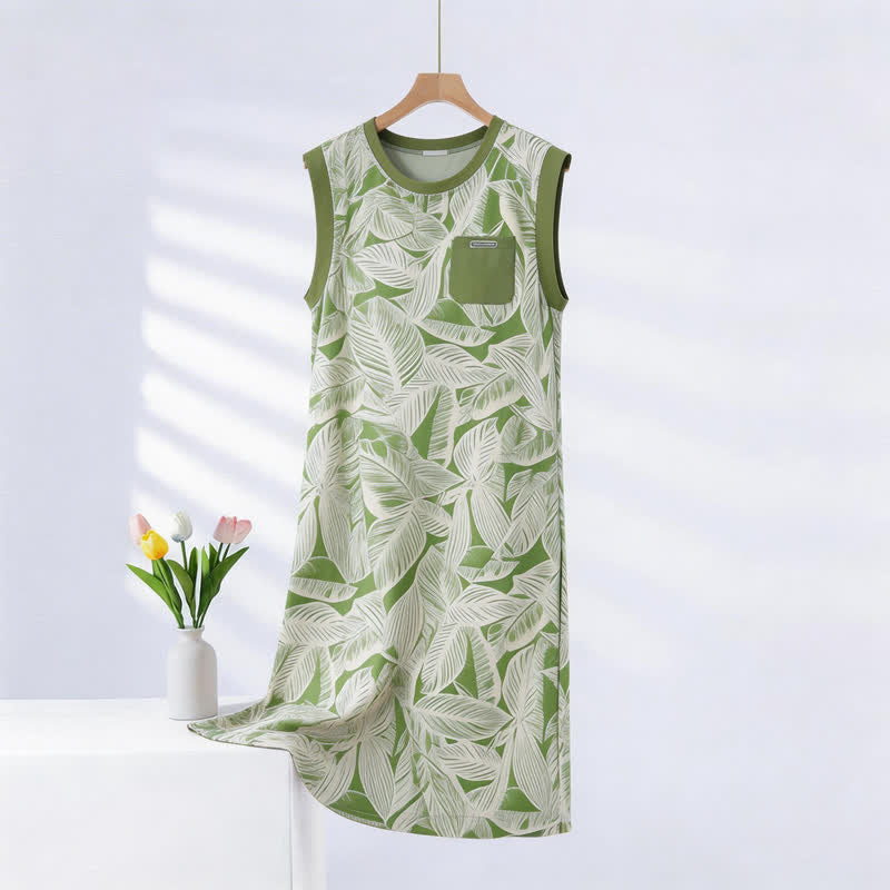 Ärmelloses Loungekleid aus botanischer Baumwolle - Grün - 2XL - image 0