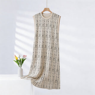 Ärmelloses Baumwoll-Nachthemd im Artistic Line-Stil - Beige - XXL - image 0