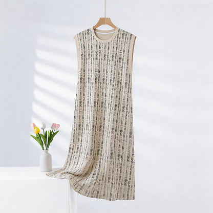 Ärmelloses Baumwoll-Nachthemd im Artistic Line-Stil - Beige - XXL - image 0